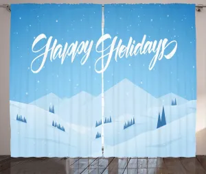 Штора для путешествий ABAKUHAUS Rustic Travel, с изображением зимнего праздника, со сборками, ленточными шторами для спальни, петлями и крючками, 280 x 225 см, небесно-голубой, нежно-голубой Abakuhaus