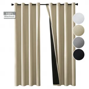 Шторы 100% затемнения с люверсами, для спальни, комплект из 2 шт., бежевые; современные шторы для гостиной; сверхлегкие, высококачественные, непрозрачные внутренние шторы easy home