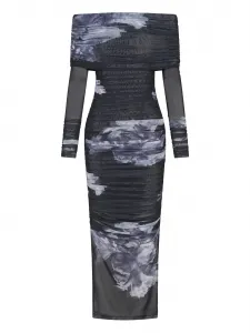 Платье макси Oaklyn с длинными рукавами и цветочным принтом Nicholas, синий