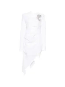 Асимметричное платье с брошью Giuseppe Di Morabito, белый