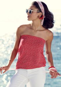 LASCANA Женские топы-бандо, комплект из 2-х штук, цвет red multi