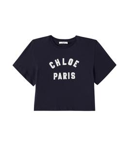 Хлопковая футболка Chloé Kids, темно-синий