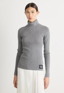 Джемпер Calvin Klein Jeans LABEL ROLL NECK, Grey Heather/Mottled Grey