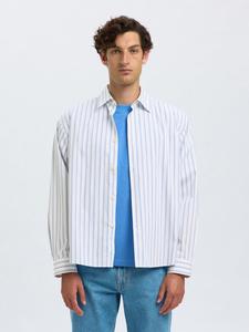 SELECTED Рубашка на пуговицах синяя, белая, Regular fit