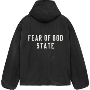 Куртка Coaches из текстурированного нейлона с капюшоном Fear Of God Essentials, цвет Obsidian Black/BLACK