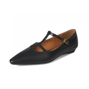 Повседневные туфли на каблуке 2,2 см Echo&yolo, черная кожаная верхняя часть