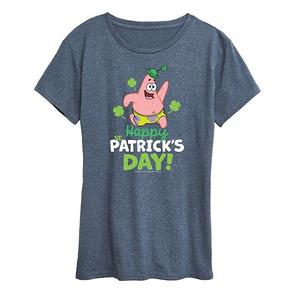 Женская футболка Spongebob Squarepants Happy St Patrick's Day Nickelodeon, Heather Blue
