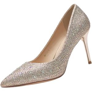 QITUMAUL Тонкие каблуки на шпильке женские шампань, цвет Champagne[Heel Height 6.5cm]