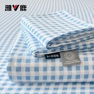 Yalu Простыня 160х230 см из хлопка, цвет Blue Grid, мягкая дышащая