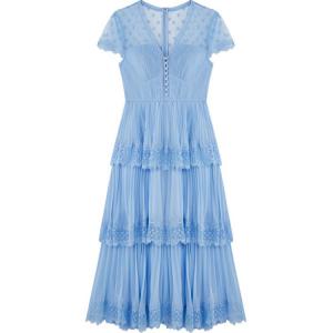 Женское платье с коротким рукавом Self portrait в туманно-голубом цвете Self-portrait, синий