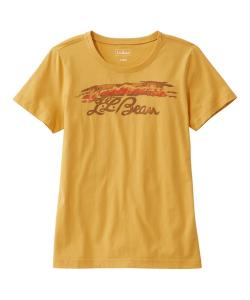 Футболка из выстиранного хлопка, с короткими рукавами, круглым вырезом и графическим принтом, стандартный американский крой L.L.Bean, желтый