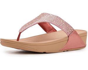 Женские босоножки FitFlop Lulu Crystal-Mix Metallic Toe-Post на каблуке, Metallic Rust Rose