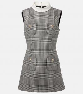 Мини-платье в клетку принц Уэльский Self-Portrait, Black and White