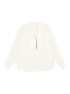 Шелковая блузка Brunello Cucinelli, белый