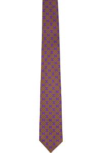 Dries Van Noten Шелковый галстук с фиолетово-оранжевым принтом