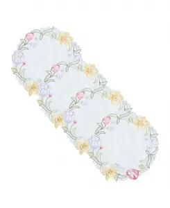 Набор из 4 круглых салфеток под тарелки с ажурным рисунком «Цветущие нарциссы» Elrene, мультиколор