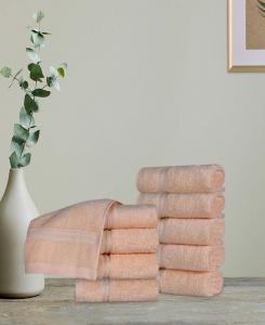 Набор из 10 быстросохнущих салфеток для умывания из 100% египетского хлопка. Superior, Peach