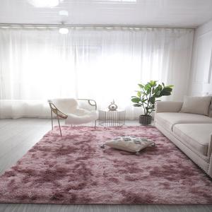 Budis Ковер 140х200 см для спальни/гостиной, детский, розово-фиолетовый тай-дай, длинный ворс, плюш