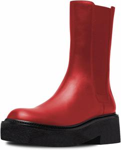 Женские ботинки FSJ Chelsea с круглым носком, на среднем голенище, на массивном низком каблуке с платформой, удобные, с эластичной вставкой, модные ботильоны, размеры 4-15 US, Red