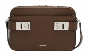 GANCINI Crossbody Bag, Shoulder Bag Men's Clay с молотковой текстурой из телячьей кожи Ferragamo, basic set (bag+dust bag)