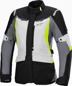 Водонепроницаемая женская мотоциклетная текстильная куртка Alpinestars stella st-1, Light Grey/Black/Neon Yellow