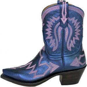 Женские ковбойские ботинки до щиколотки с классическим вышитым заостренным носком и массивным каблуком, женская модная ковбойская обувь WINDBXYB, Navy Pink