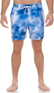 Мужские стандартные плавки-шорты Calvin Klein с защитой от ультрафиолета, быстросохнущие, с завязками и узором, Blue Watercolor