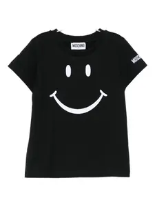 Футболка с изображением смайлика Moschino Kids, черный