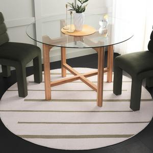 Ковер SAFAVIEH, 183 x 183 см, Montauk Collection, Light Green & Ivory, ручной работы, плоское переплетение, бохо-фермерский стиль, хлопок, современная полоска, идеально для помещений с высокой проходимостью в гостиной, спальне (MTK311J)