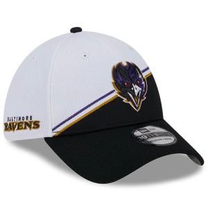 Мужская кепка New Era бело-черная Baltimore Ravens 2023 Sideline 39THIRTY Flex Hat