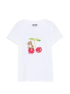Футболка с принтом вишни Moschino Kids, белый