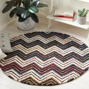SAFAVIEH Nantucket Collection круглый ковер 122 x 122 см Ivory / Black NAN601C ручной работы бохо абстрактный шеврон из хлопка и шерсти