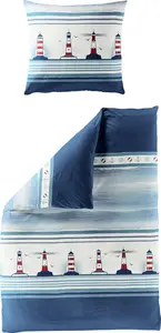 Постельное белье BIERBAUM Seersucker, темно-синее, 135x200 см, с 1 наволочкой Bierbaum