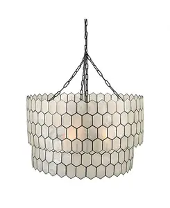 Двухъярусная люстра Capiz в форме сот, белая и черная Storied Home, black