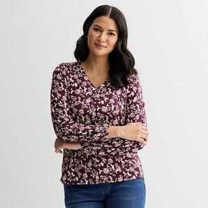 Женская блузка с присборенным воротником Croft & Barrow, Berry Vine Floral