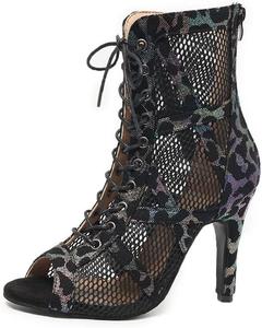 Женские сетчатые сандалии SACFOF с открытым носком, на каблуке, с завязками, сексуальные танцевальные туфли на шпильке, туфли на высоком каблуке, ботильоны, Black