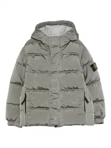 Пуховик с капюшоном Stone Island Junior, зеленый