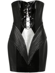 MITILIANE COUTURE кожаное платье мини со шнуровкой, черный