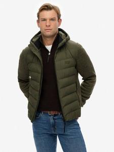 Утепленная гибридная куртка с капюшоном Superdry, Khaki Green Marl