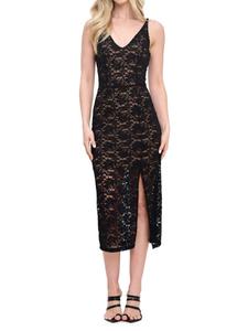 Платье-футляр миди с кружевом Renee C., черный