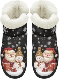 Женские удобные зимние ботинки для ходьбы средней длины с противоскользящей подошвой и подкладкой из искусственного меха, размер США 4.5-12 Chririnla, Santa Claus Snowman