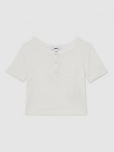 Детский топ Margot с коротким рукавом из хлопковой ажурной вязки Reiss, Ivory