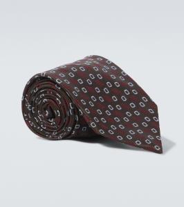 Шелковый галстук жаккард Charvet, Brown Blue