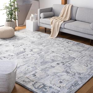 Ковер SAFAVIEH, 244 x 305 см, Glamour Collection Ivory/Grey GLM569A ручной работы премиум вискоза для гостиной, столовой, спальни