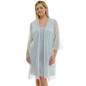 Плюс размер Luxology, куртка и платье прямого кроя из 3 предметов с колье, цвет Silver White