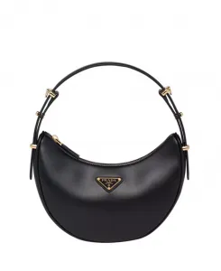 Маленькая кожаная сумка через плечо Arque Prada, черный