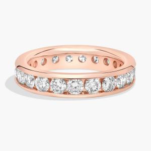 Кольцо с круглыми бриллиантами в форме канала из розового золота 14 карат (2 карата Tw. - HI / SI1-SI2) Blue Nile