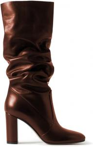 Женские ботильоны FOWT средней длины до середины голени с мягкой посадкой, на высоком массивном каблуке, с круглым носком, на широкую икру, удобные зимние леопардовые ботильоны из замши и кожи, теплые рабочие повседневные туфли, размеры US 4-16