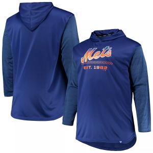 Мужской пуловер с капюшоном Royal/Heathered Royal New York Mets Big & Tall Wordmark Club
