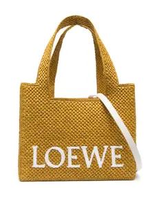 Маленькая сумка-тоут Loewe Font из рафии, желтый